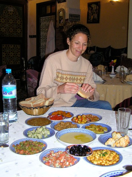 a great spread of Moroccan food